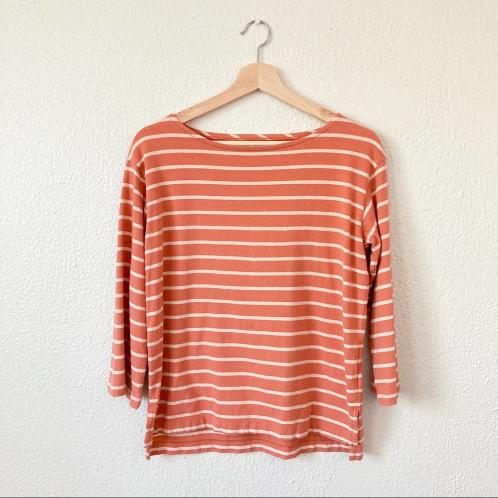 Madewell Striped Boatneck Size Top X Small Coral - Picture 2 of 13
